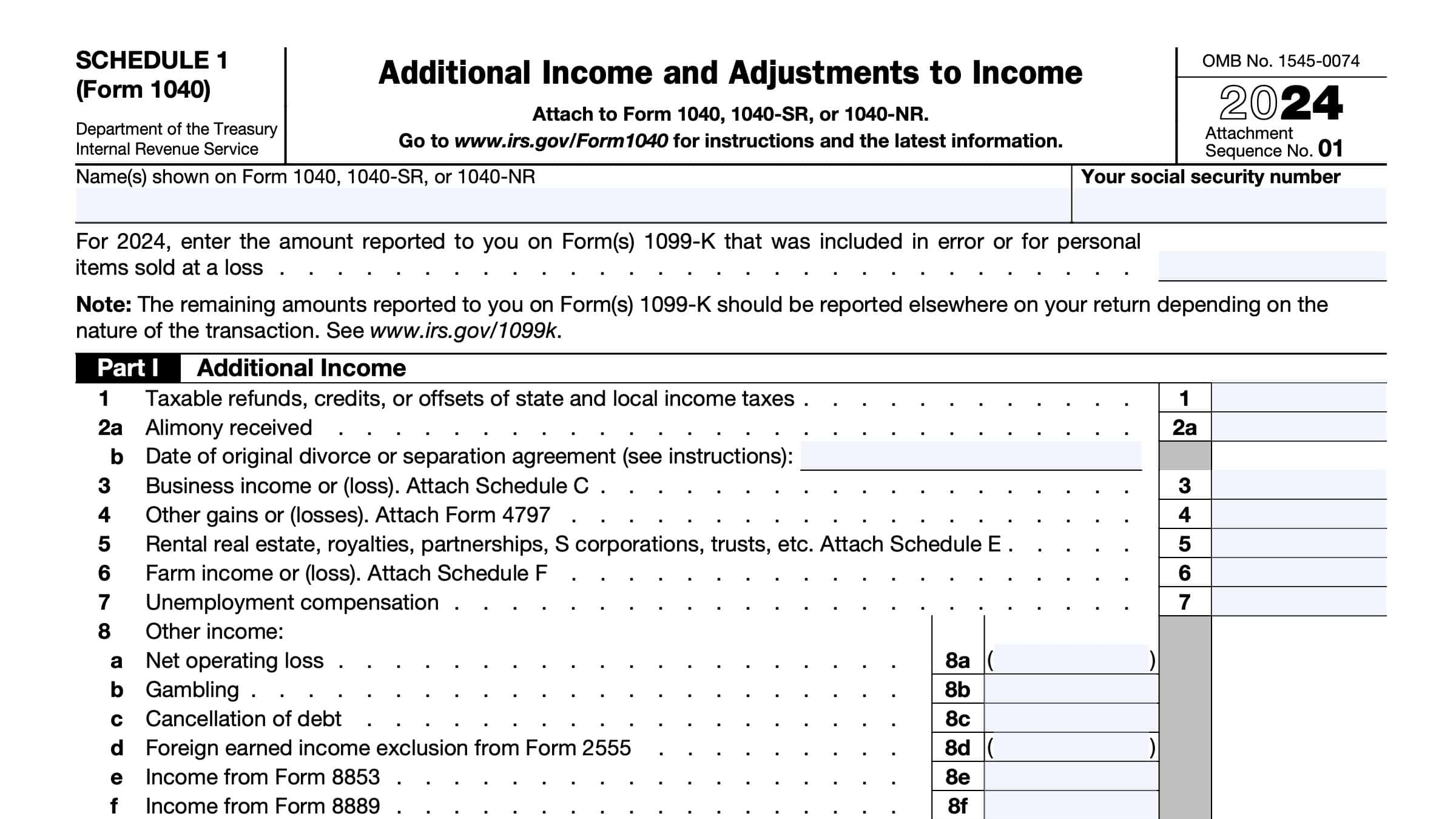 Printable Form 1040 For 2026