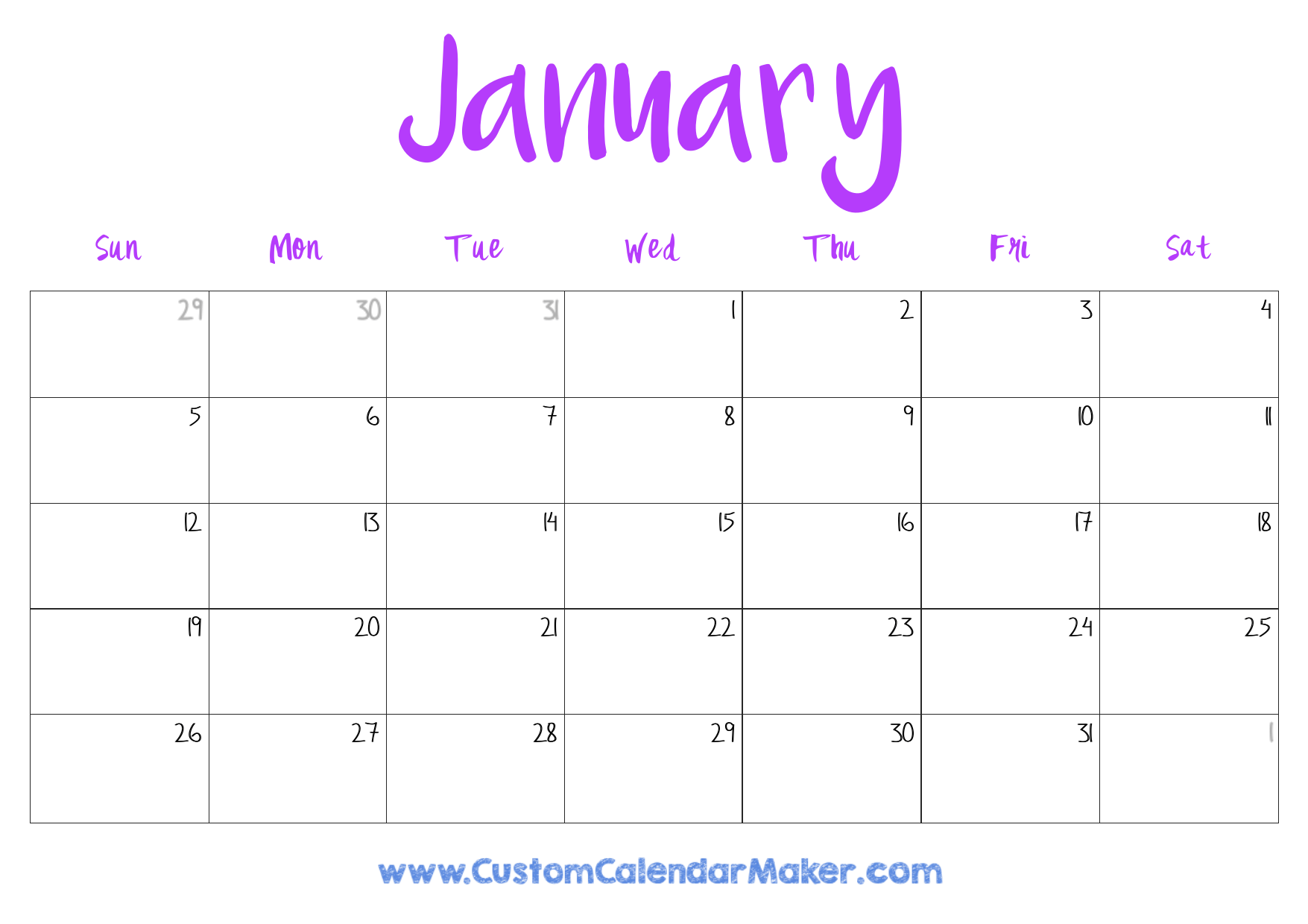 January 2025 Printable Calendar 23 Free Templates PDF Custom 