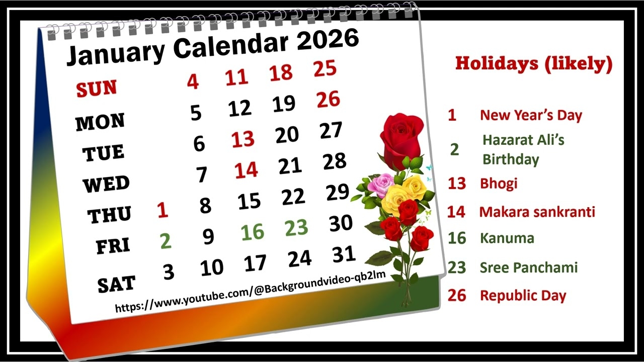 January Calendar 2026 januarycalender2026 YouTube