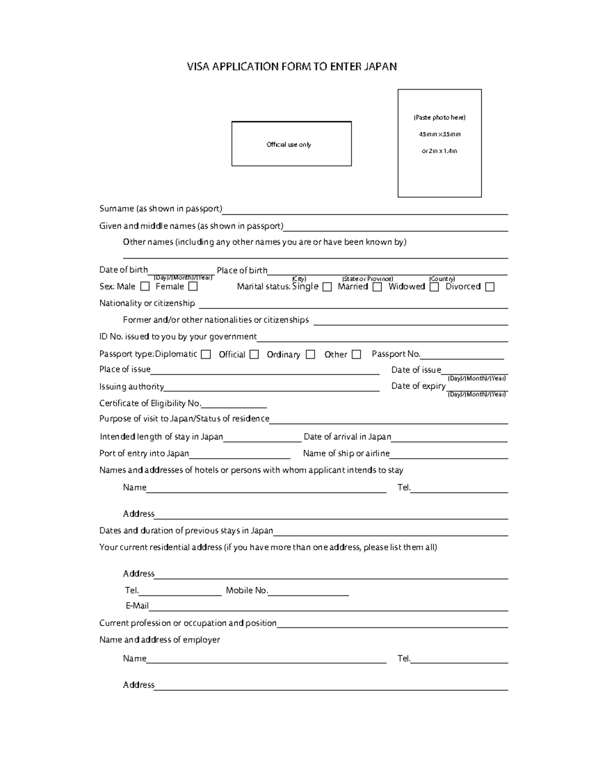 Japan Visa Application Form Complete Guide For Submission Studocu