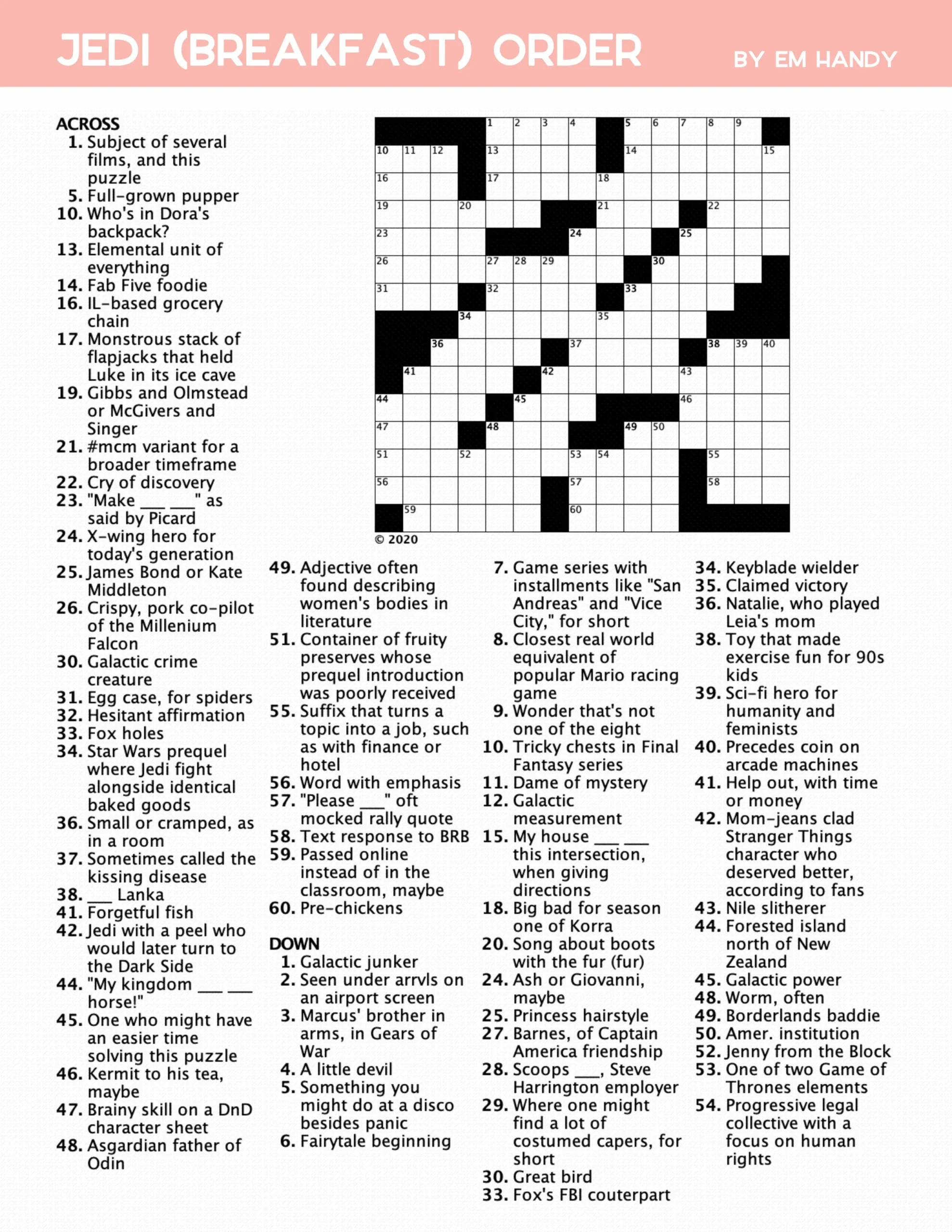 Star Wars Crossword Puzzle