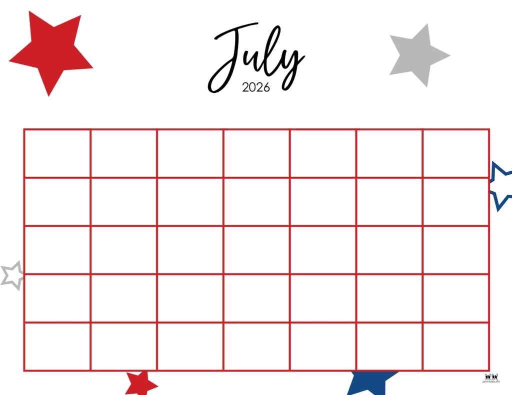 July 2026 Calendars 123 FREE Printables Printabulls