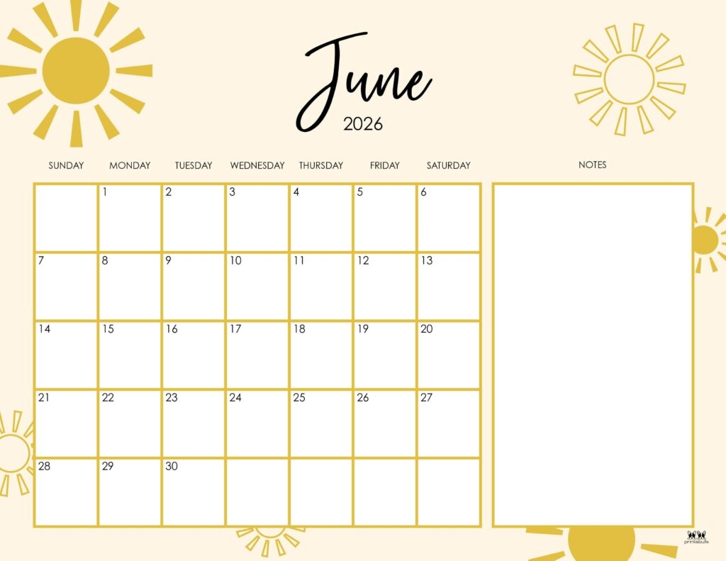 June 2026 Calendars 123 FREE Printables Printabulls