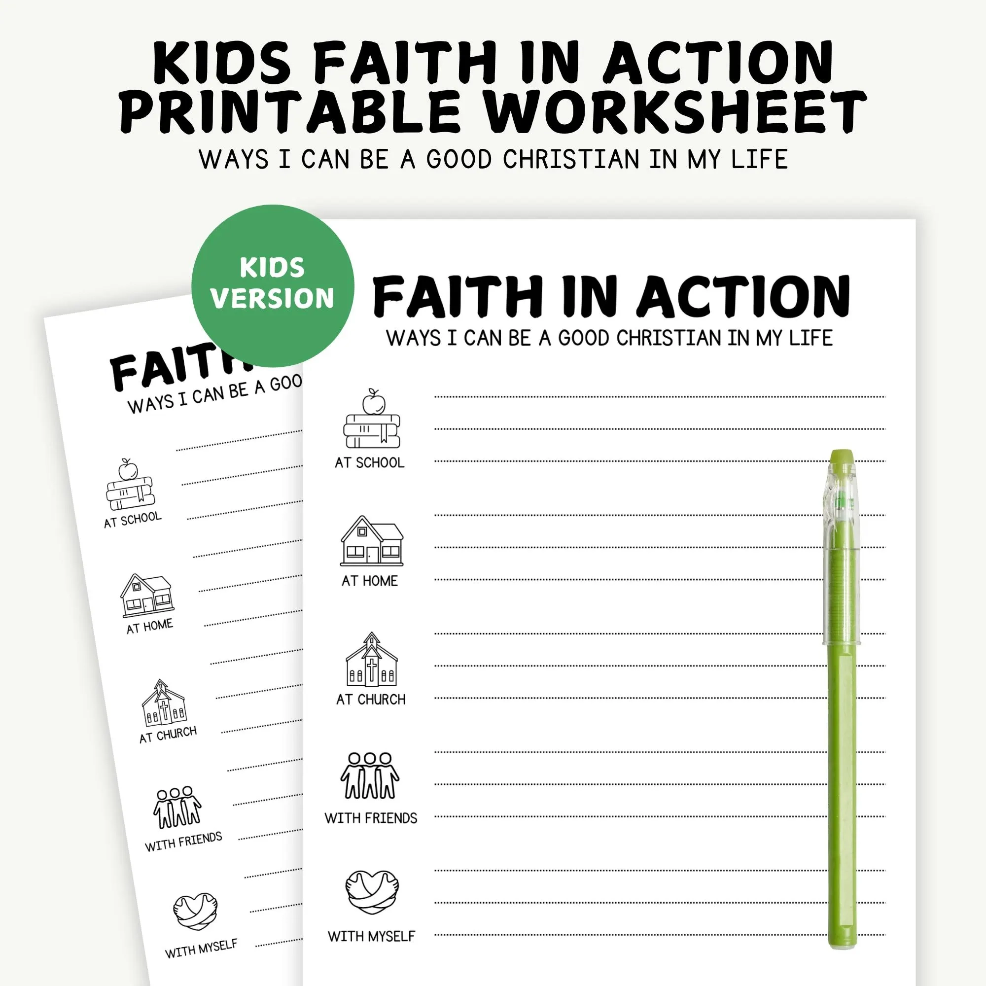 Kids Christian Faith Worksheet Sunday School Activity PDF Etsy