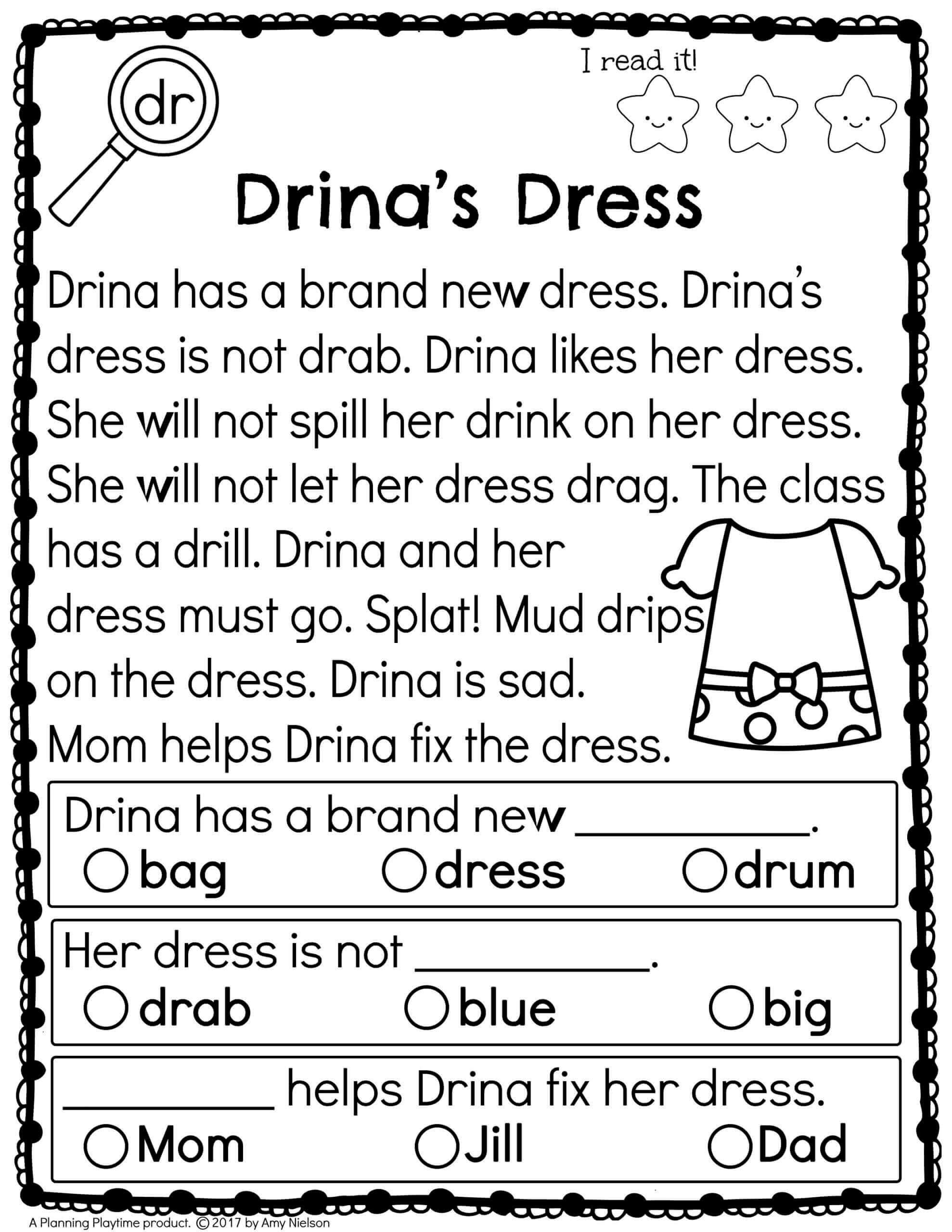 Kindergarten Reading Comprehension 2 Planning Playtime