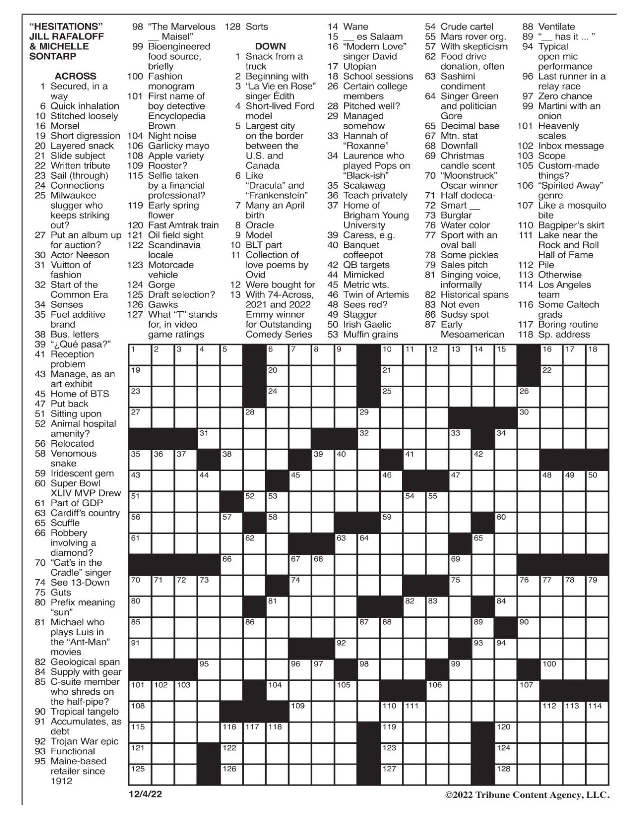 LA Times Crossword Dec 4 2022 Crosswords Yakimaherald