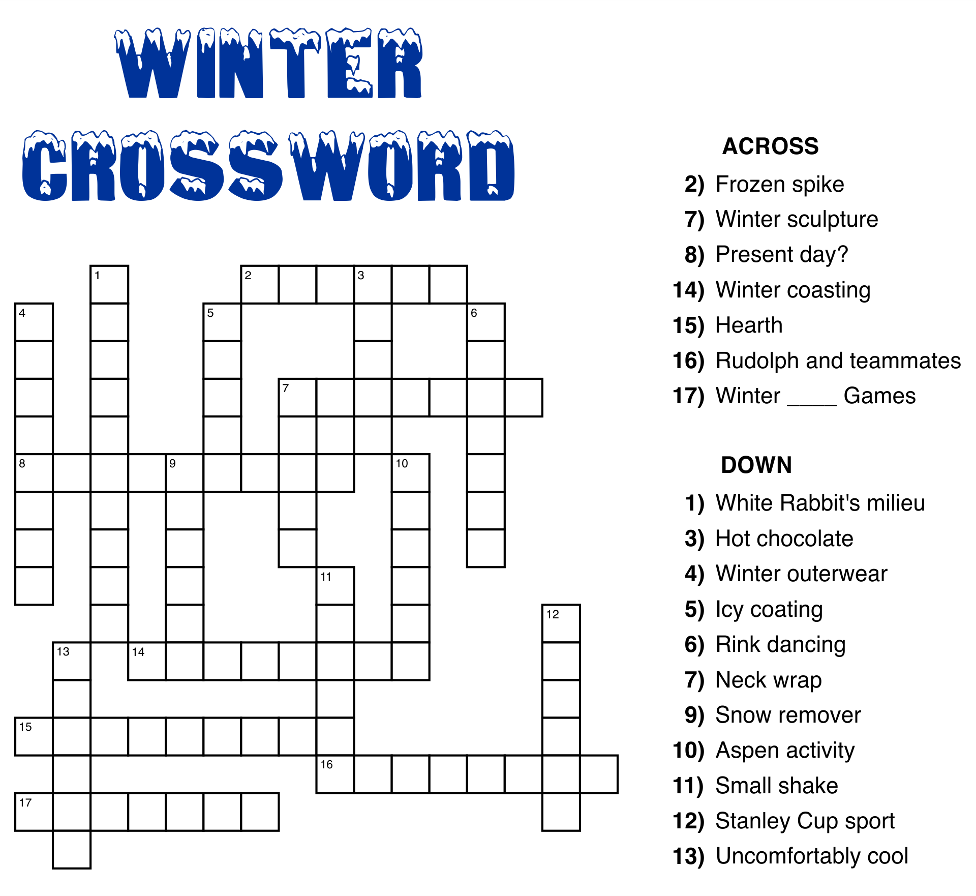 Large Print Crossword Puzzles Printable
