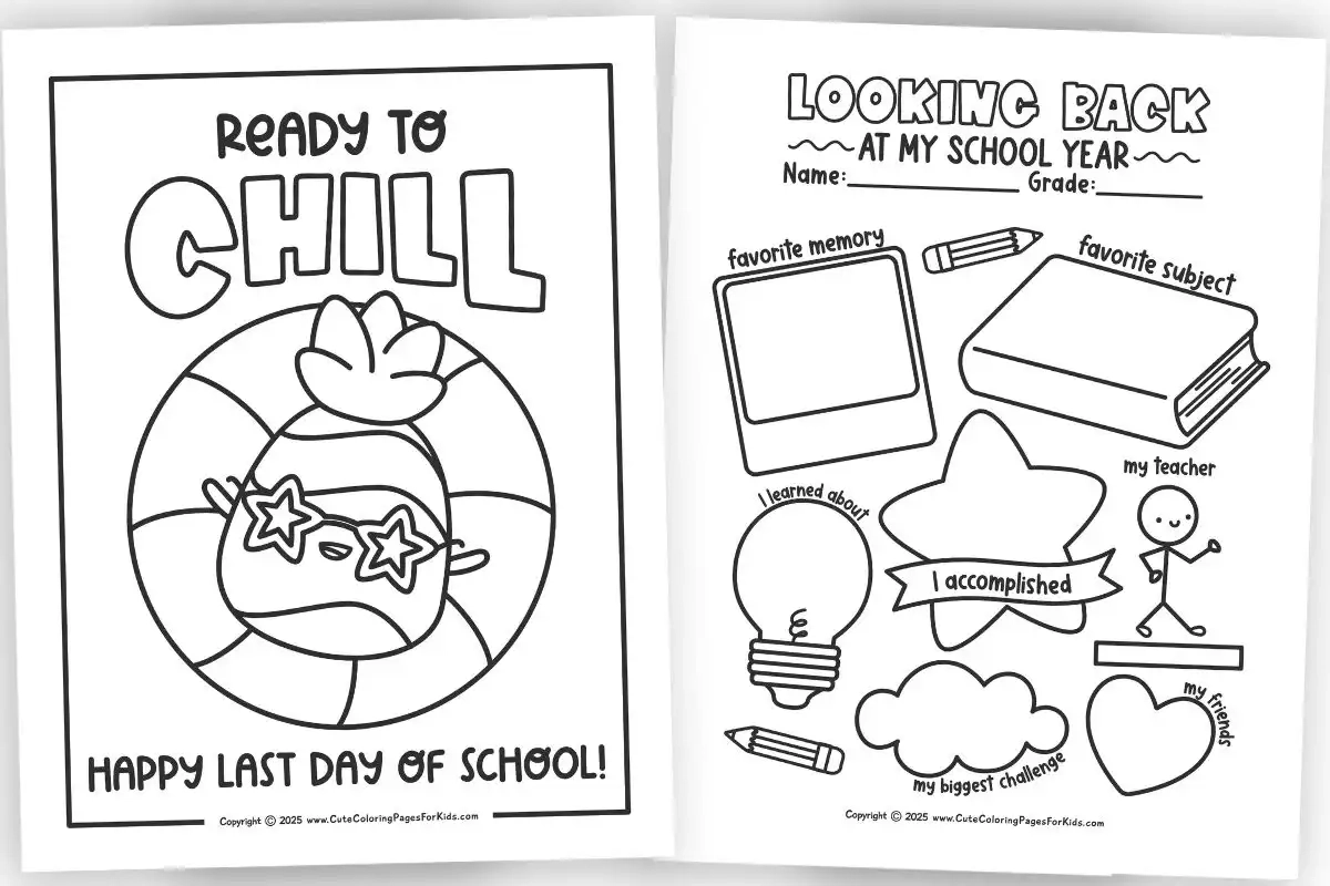 Last Day Of School Coloring Pages Free Printable PDFs Cute 