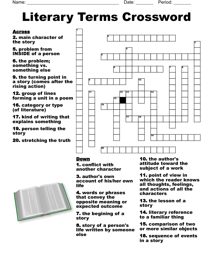 Literary Terms Crossword WordMint Worksheets Library