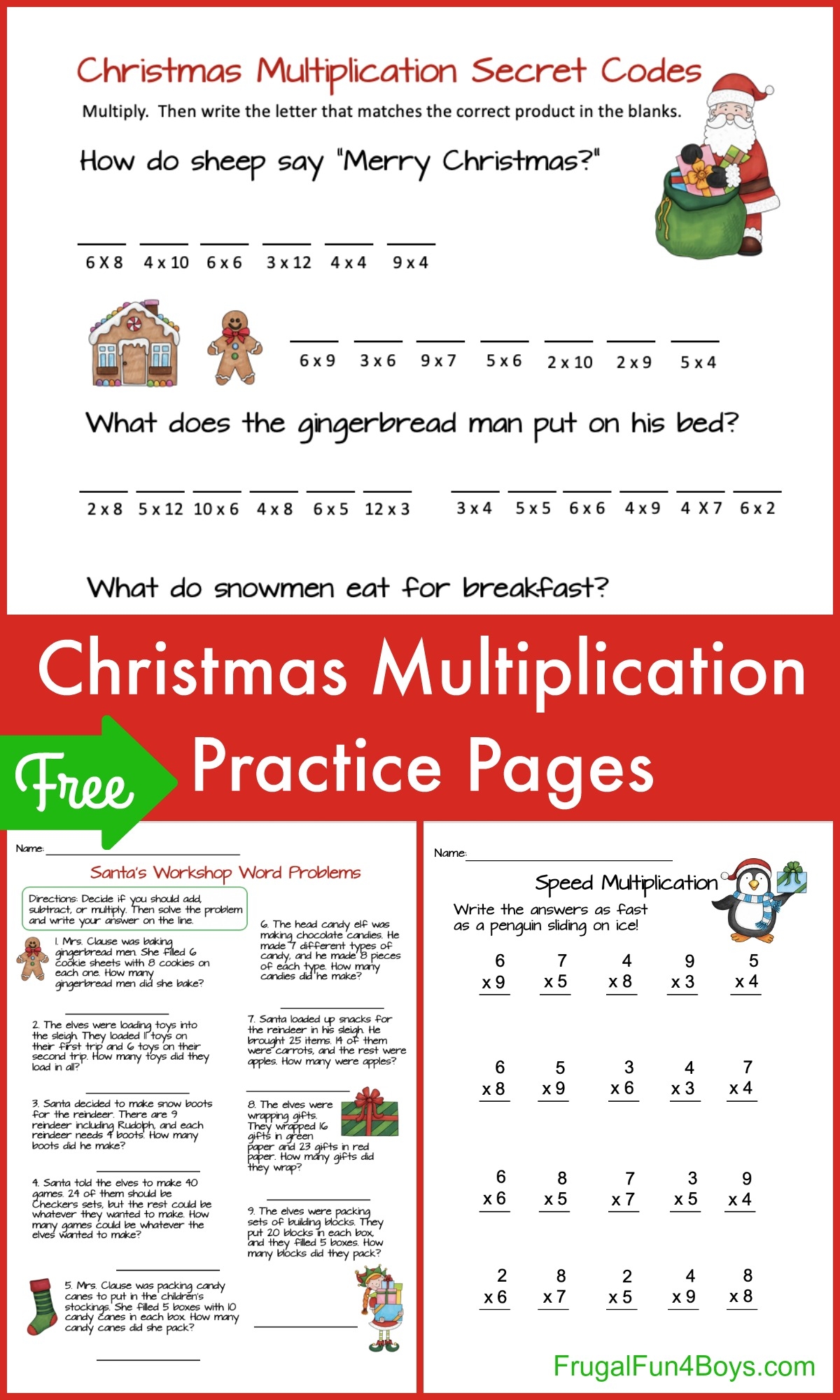 Make Math FUN With Christmas Multiplication Pages Frugal Fun For 