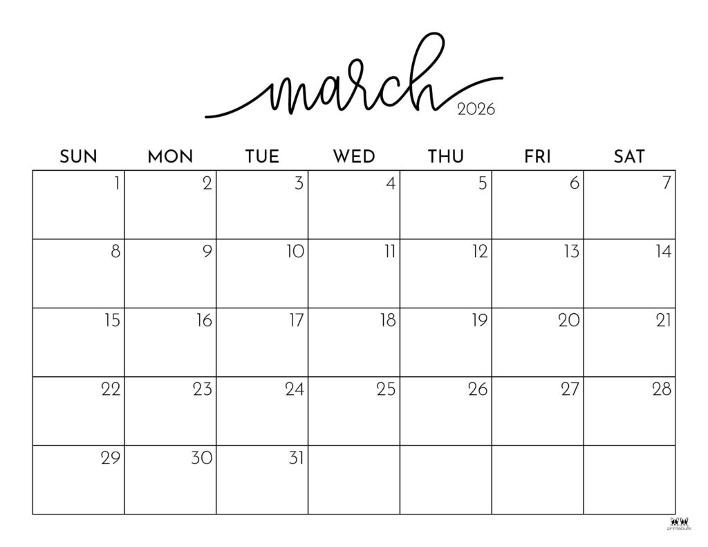 March Calendar For 2026