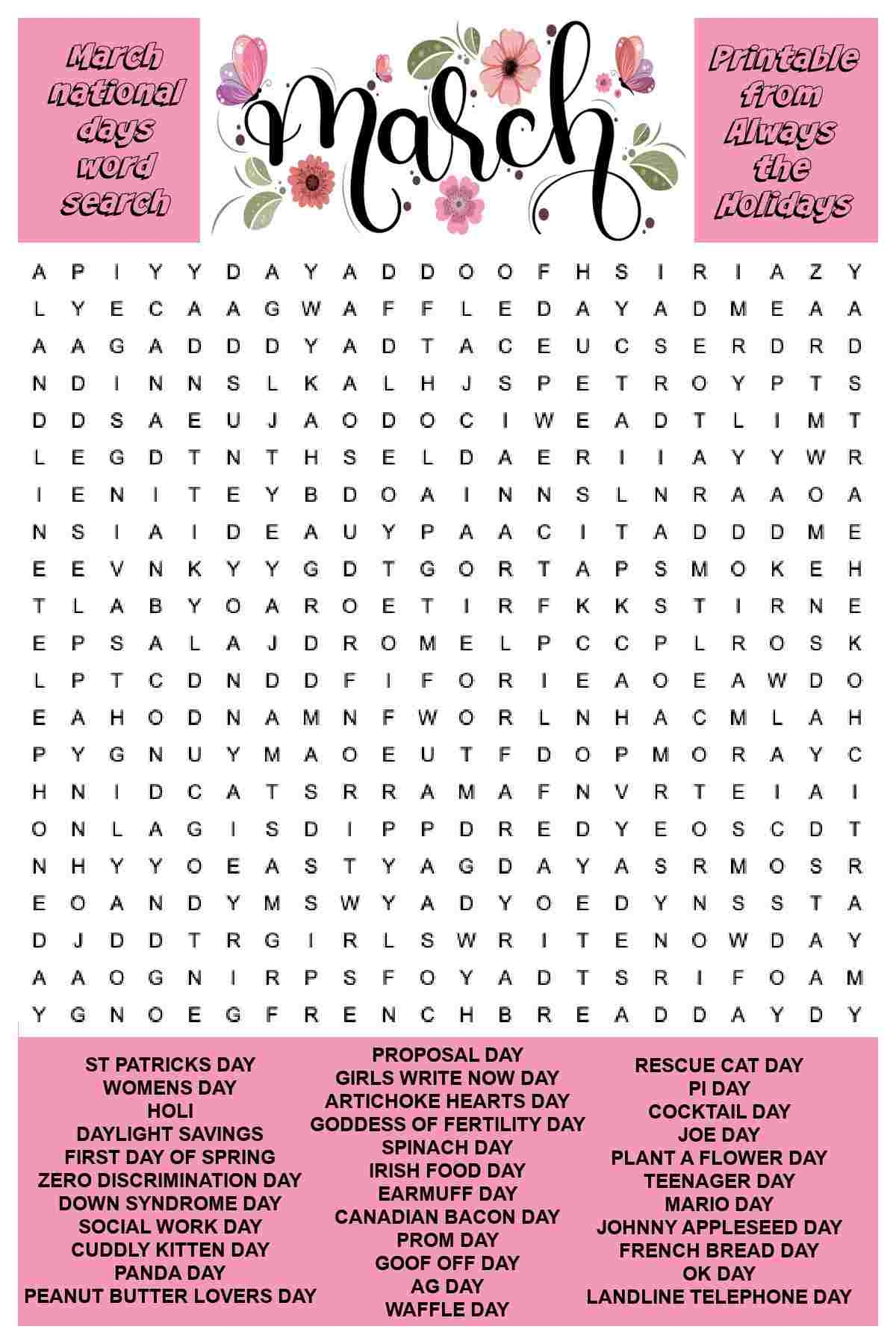 Word Finding Puzzles Printable