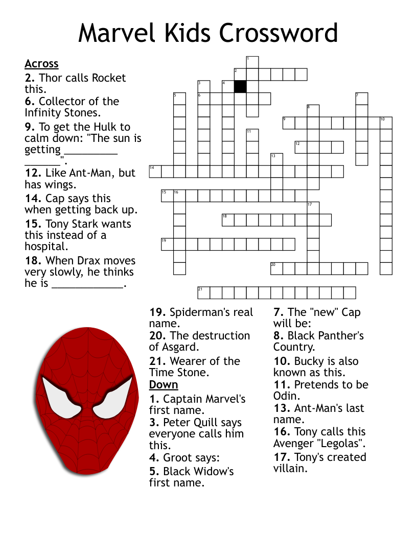 Marvel Movie Crossword Puzzle