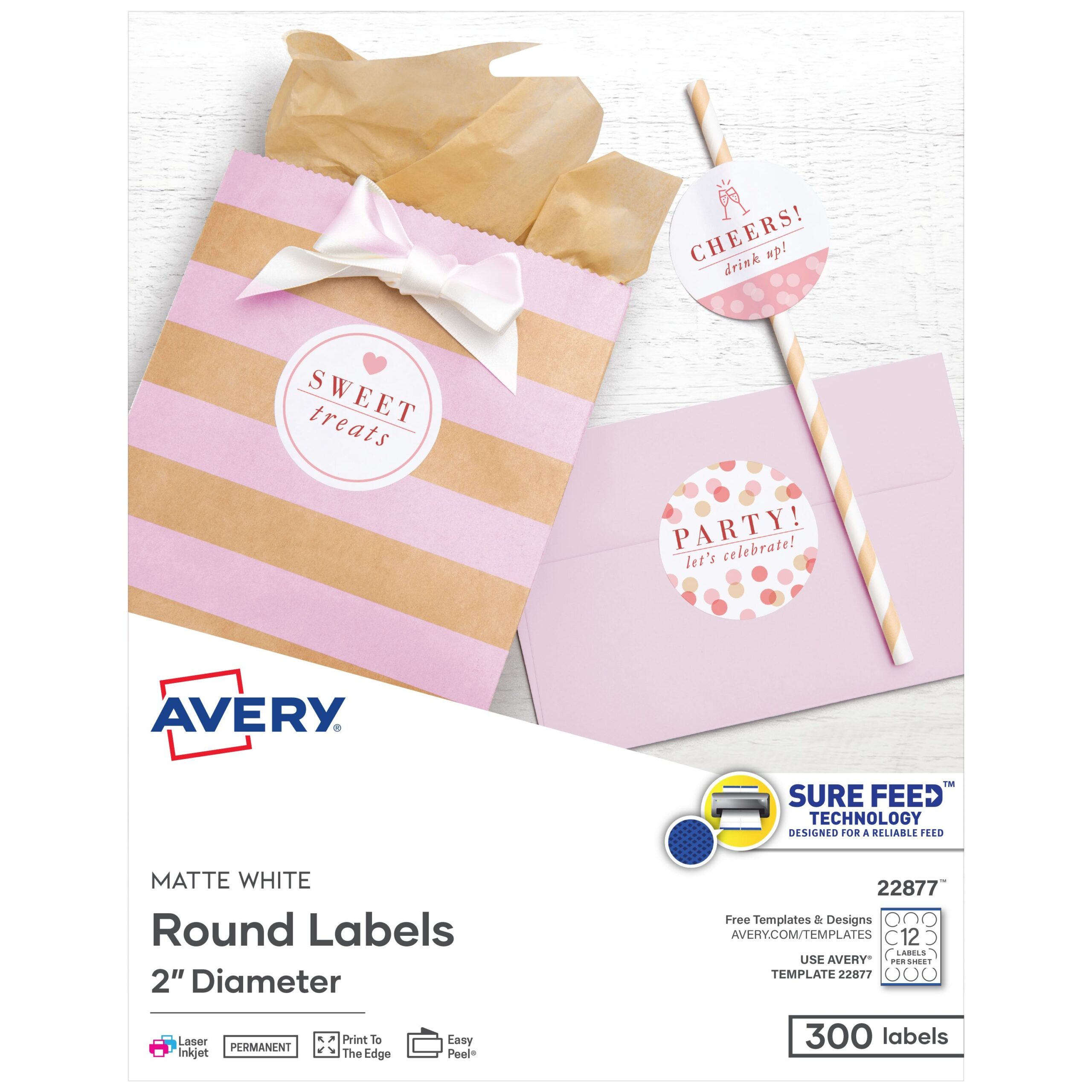 Matte White Round Labels 2 Diameter 22877 Avery Avery