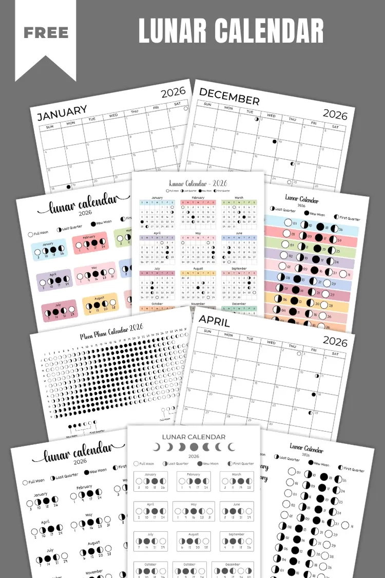 Free Printable Lunar Calendar December 2026