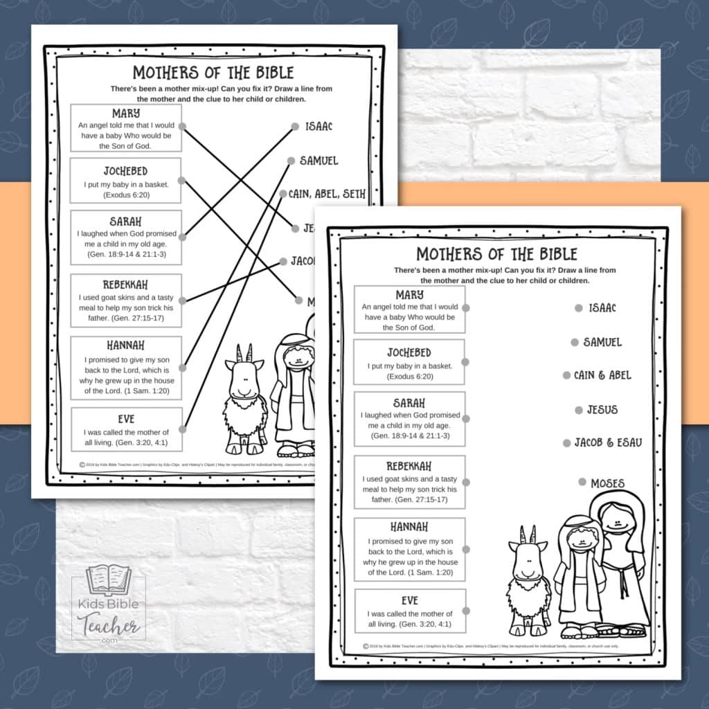 Mothers In The Bible Activity Pages Kids Bible Teacher