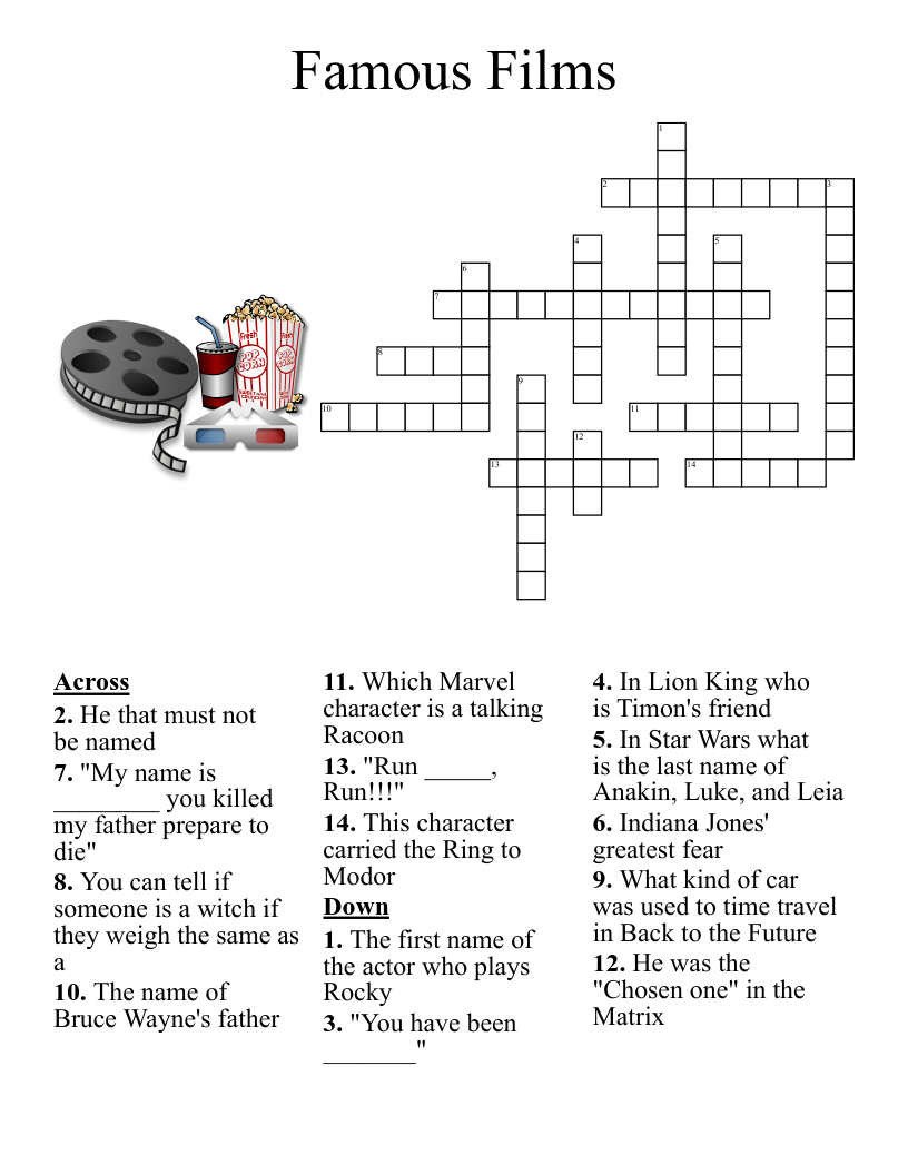 Movies Crossword WordMint