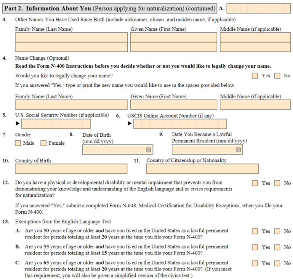 N400 Form Download Fillable amp Printable PDF Online 2022