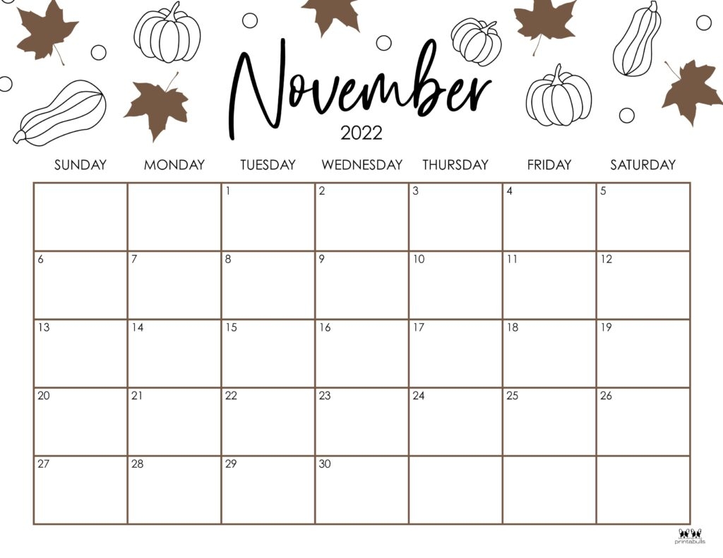 Printable Calendar November 20