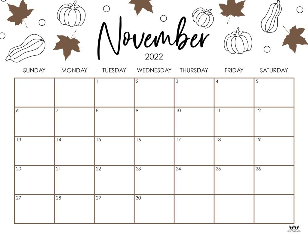 Printable November Calendar Fill In