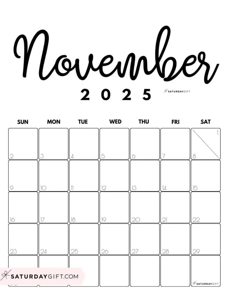 November Full Page Printable Calendars