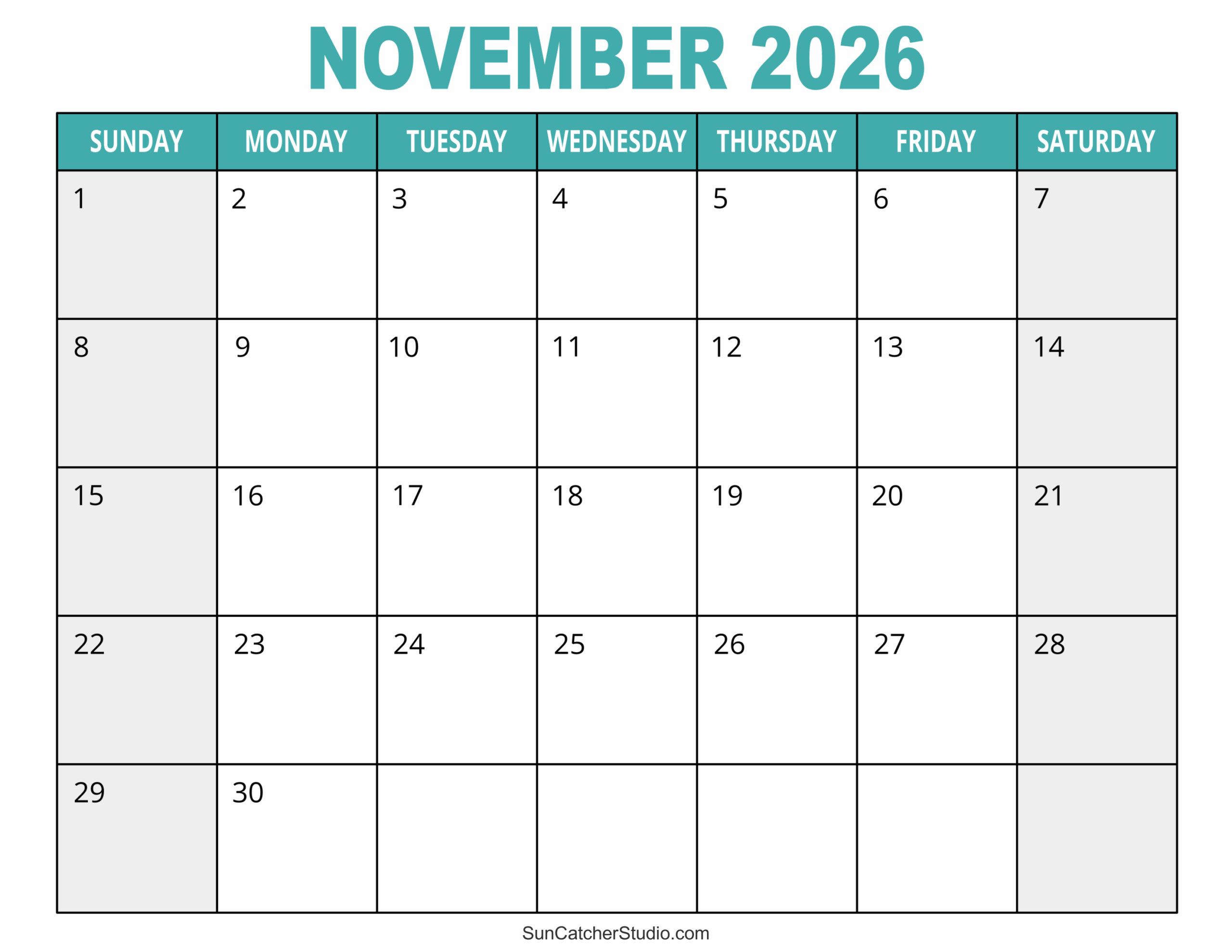 Free Printable Calendars November 2026