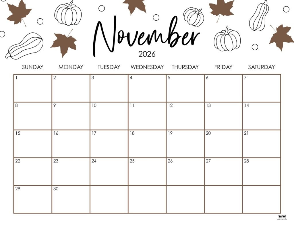 November And December Printable 2026 Calendar