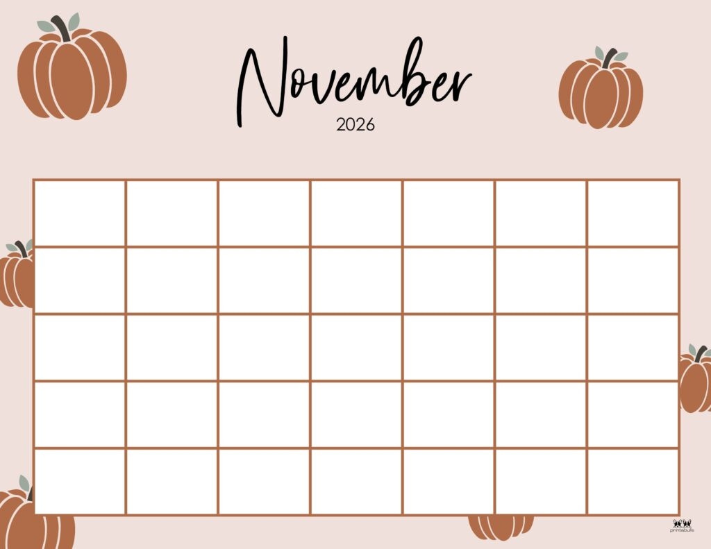 Free Printable 2026 November Calendar Templates