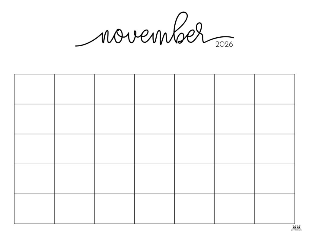 Printable November 2026 Calendar Template