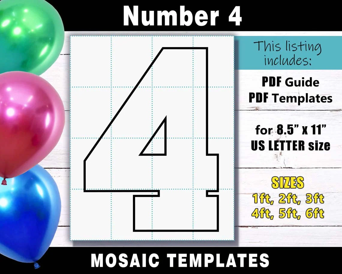 Number 4 Printable Template