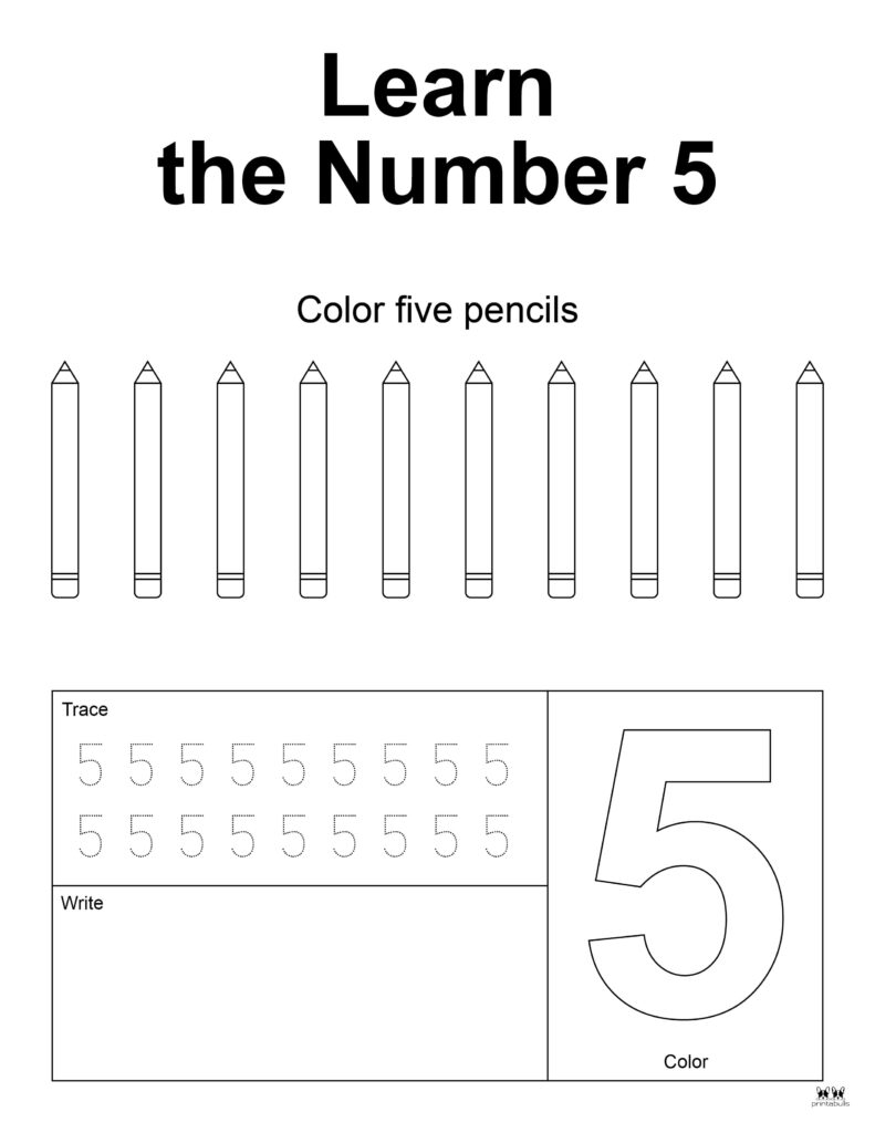 Number 5 Worksheet Printable