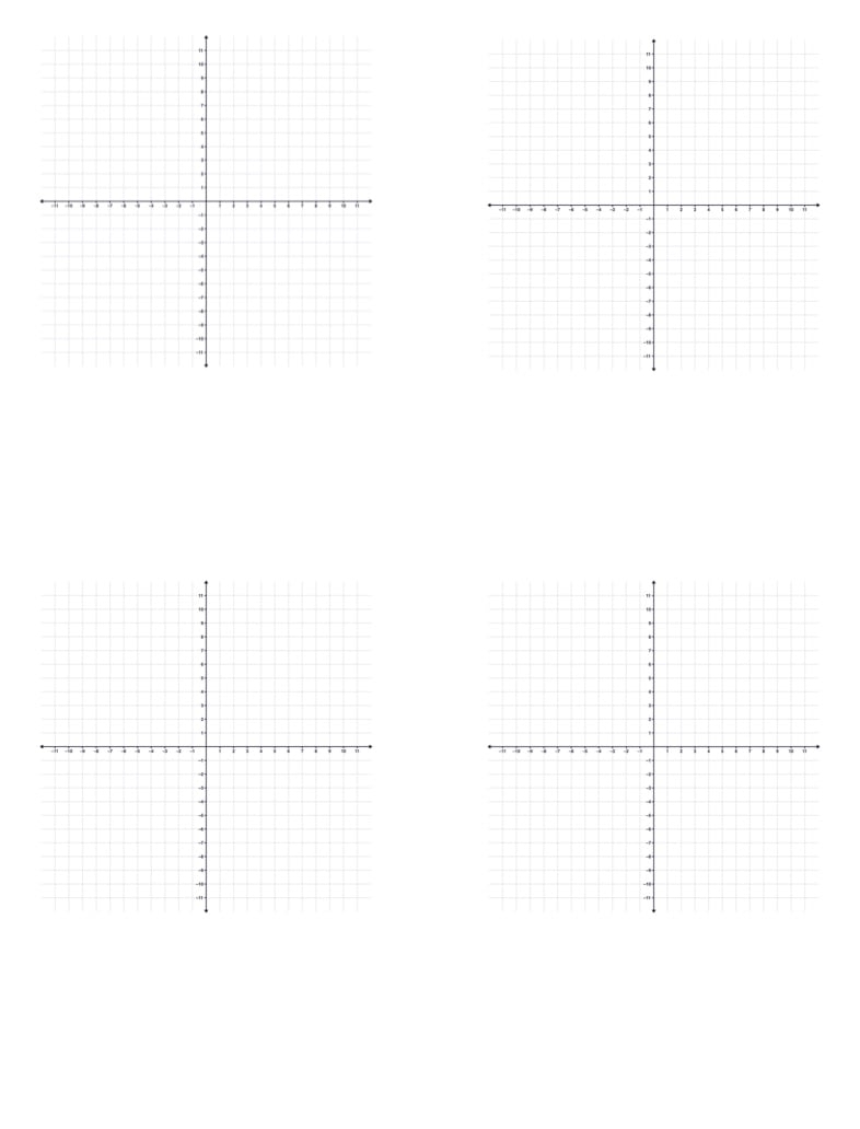 Numbered Coordinate Planes Quadrants I IV 4 Per Page 