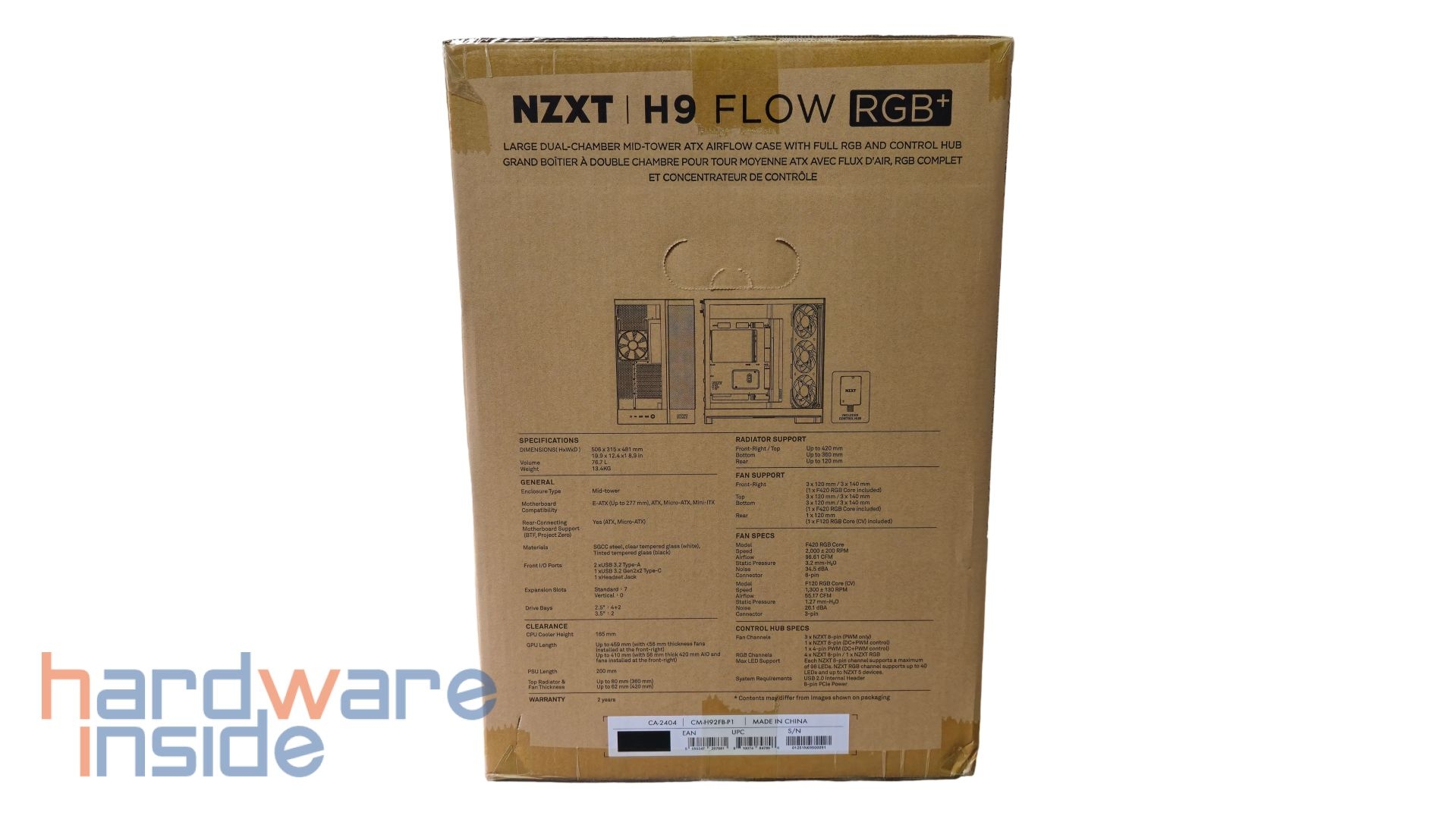 nzxt h9 flow rgb im test hardware inside