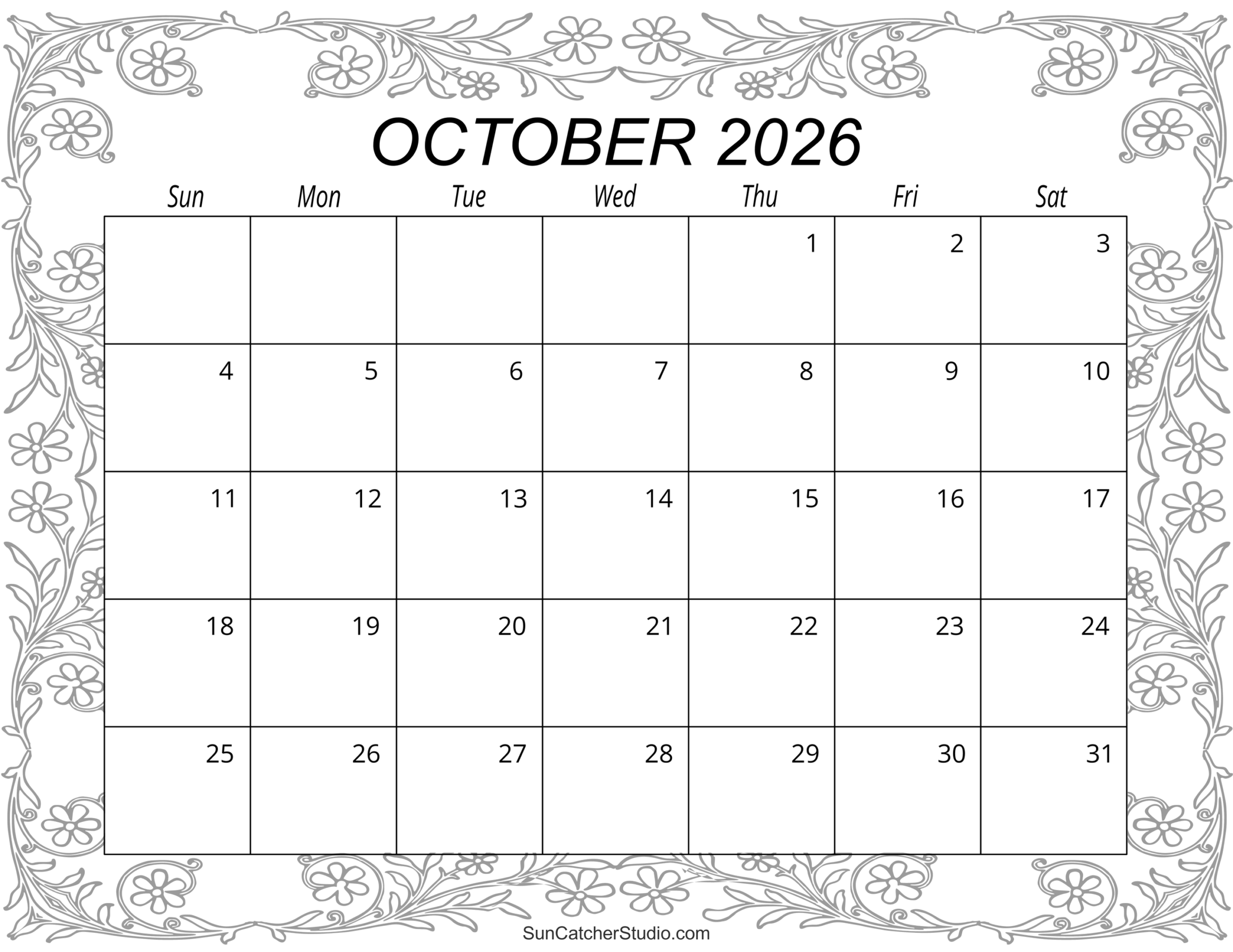 Free Printable Calendar October November 2026