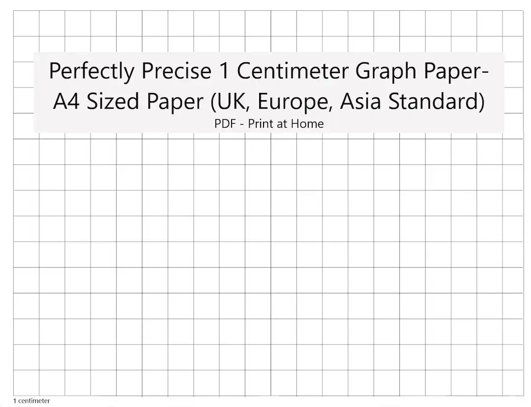 Perfectly Scaled And Precise Printable Graph Paper A4 1 Centimeter Square Metric Etsy de