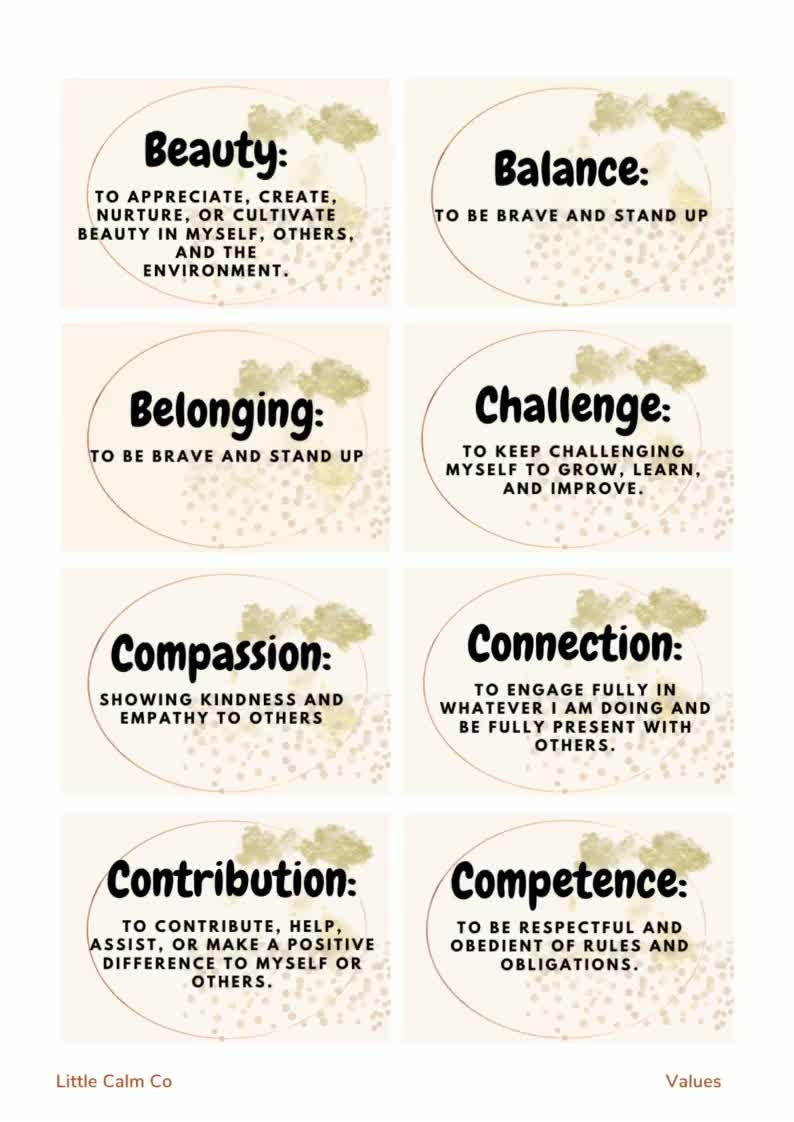 Personal Values Card Exercise 101 Values Card To Print Core Values Identification Handouts And Worksheets Coaching Tools Therapy