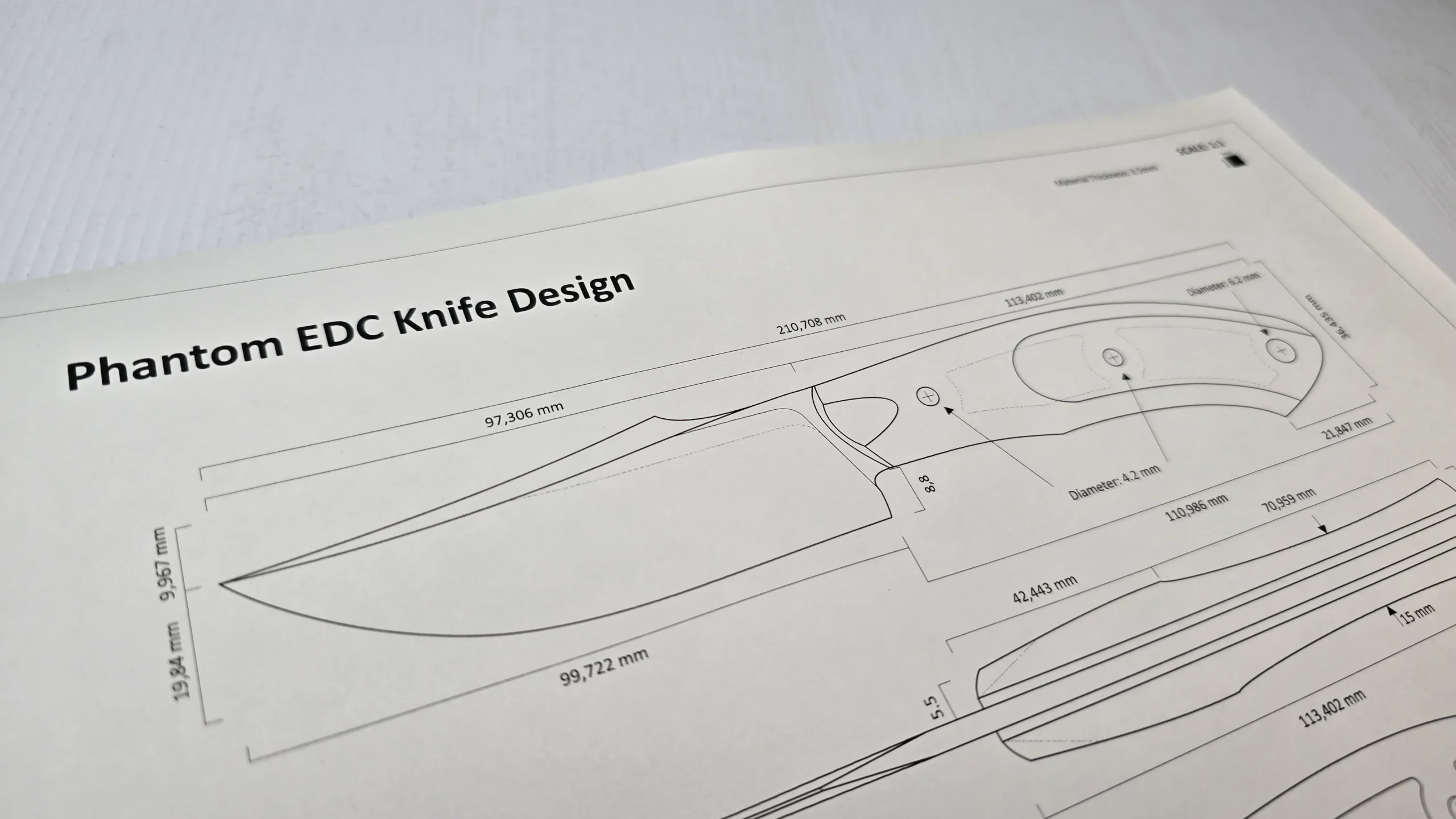 Phantom EDC Knife Design Black Dragon Forge