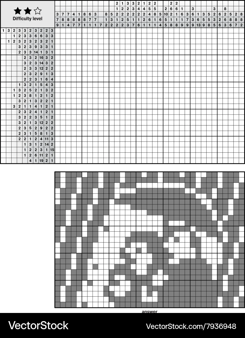 Picture Logic Puzzles Japanese Crossword Royalty Free Vector 
