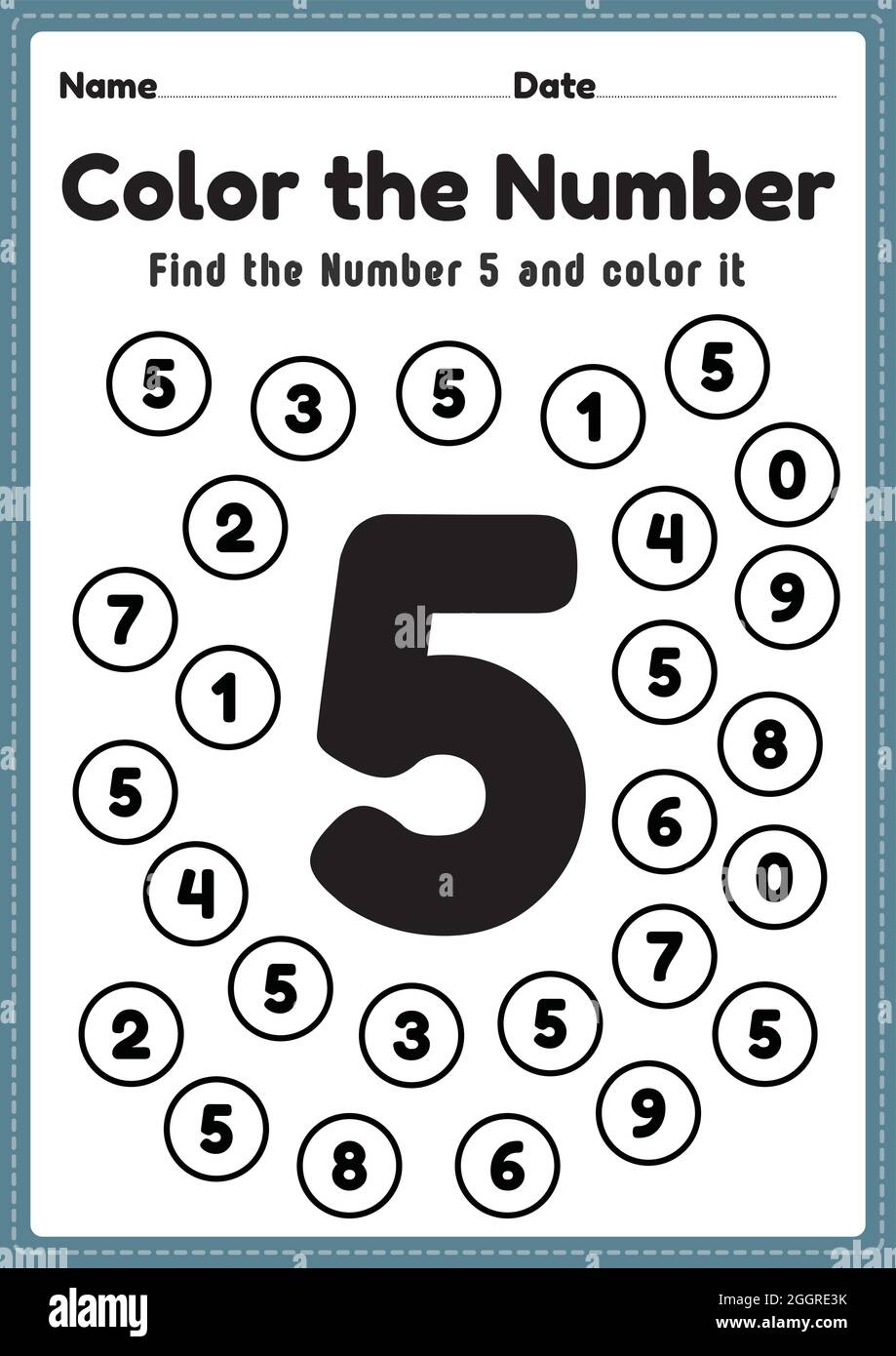 Preschool Math Worksheet Number 5 Coloring Maths Activities For 