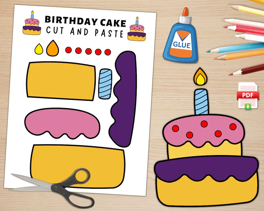 Printable Birthday Cake Craft Template For Kids Birthday 