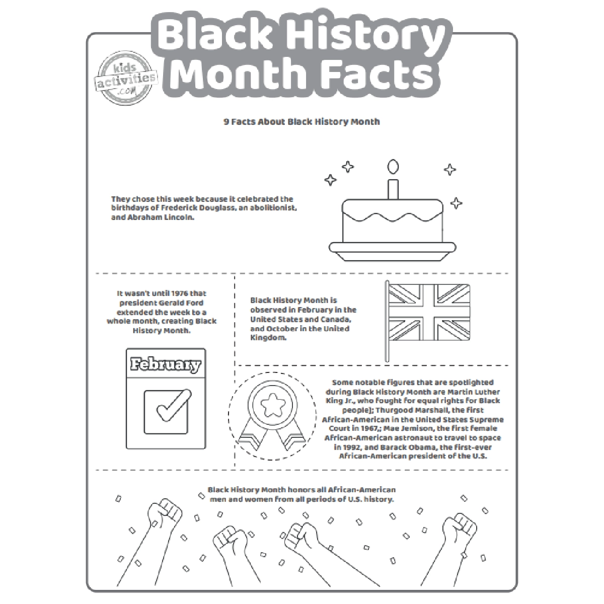Printable Black History Month Facts For Kids Kids Activities Blog