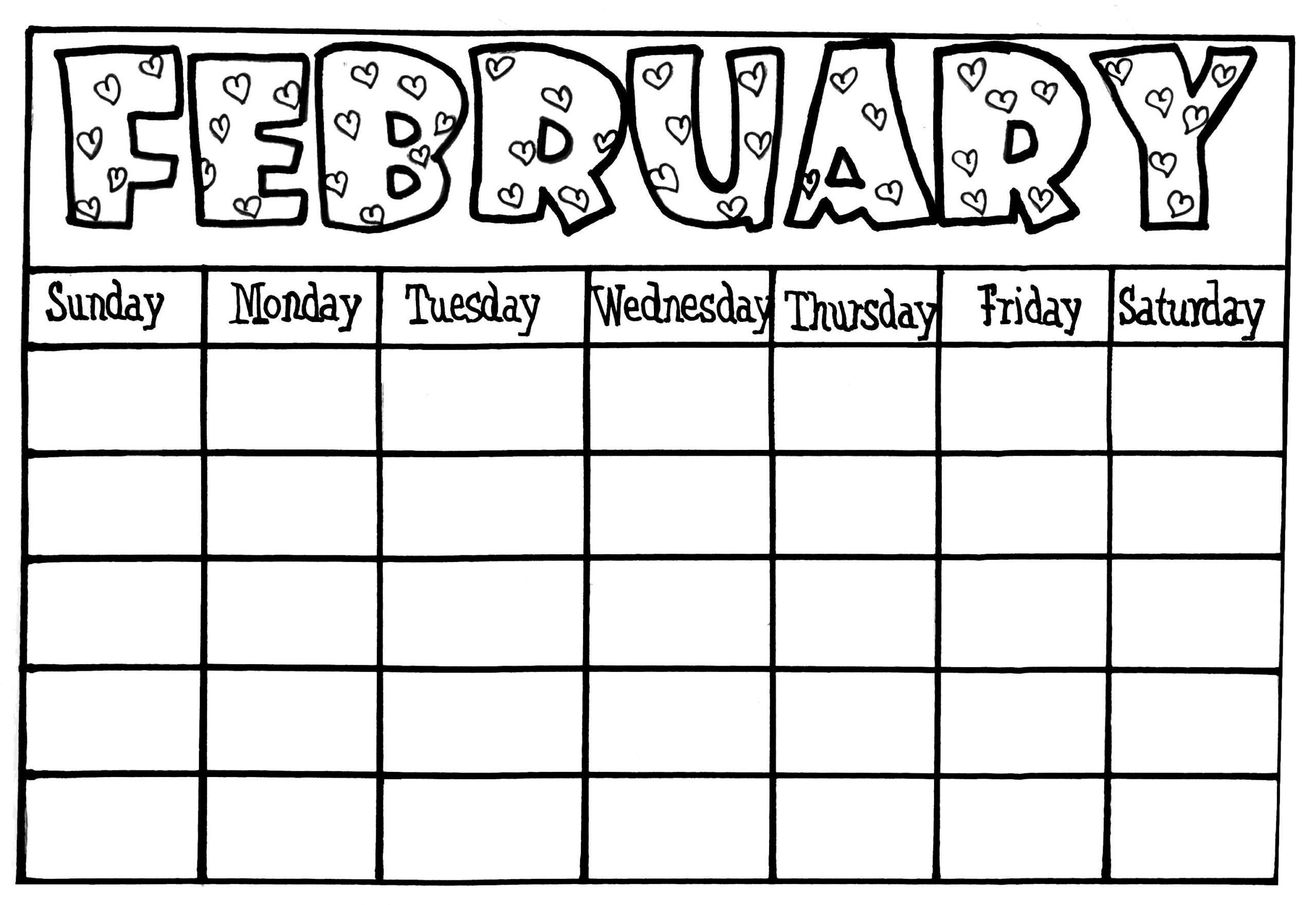 Printable Blank Calendar For Kids Free Printable Monthly Calendars 