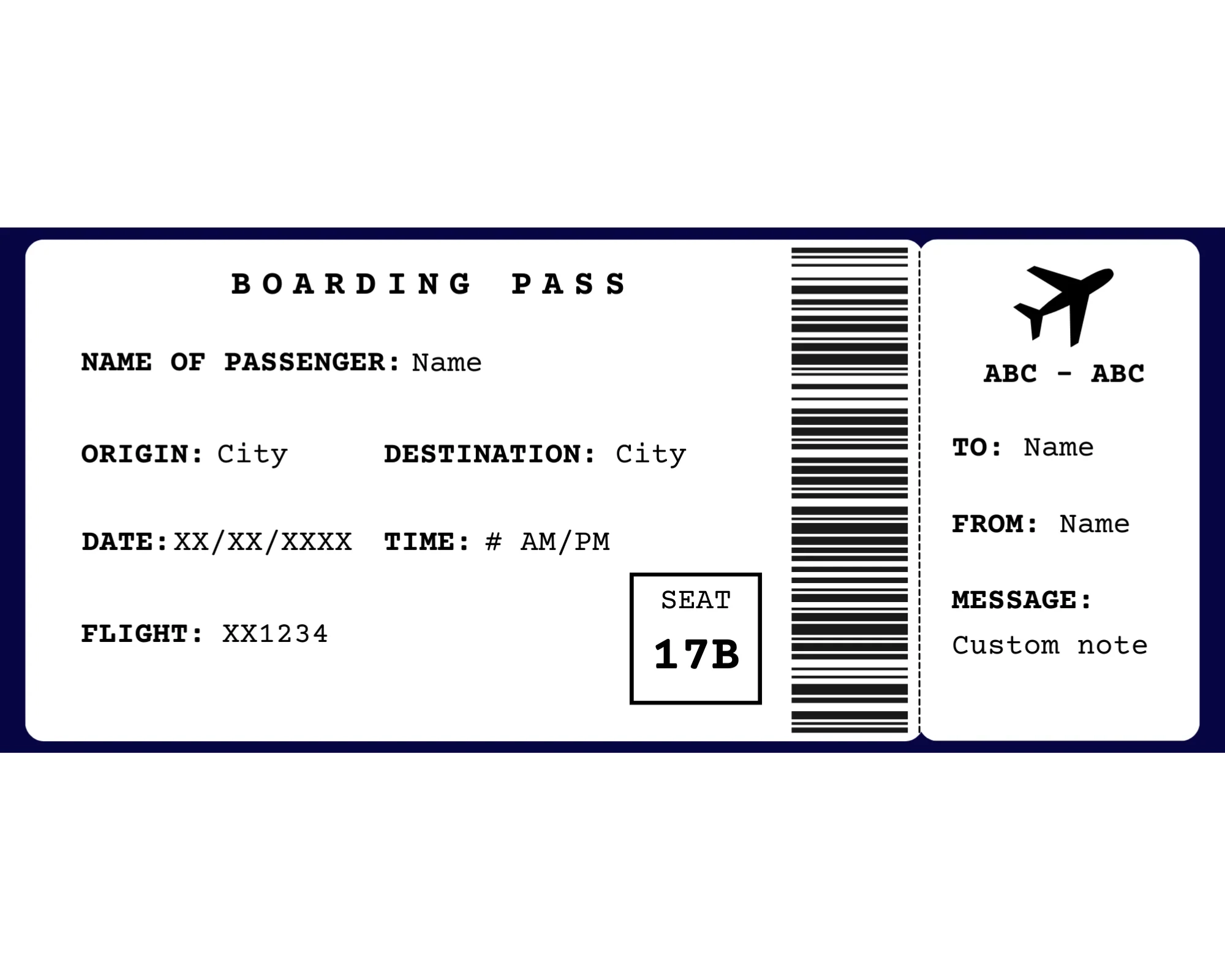 Printable Editable Boarding Pass Template