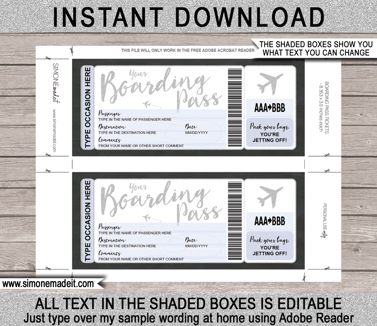 Printable Airline Ticket Template
