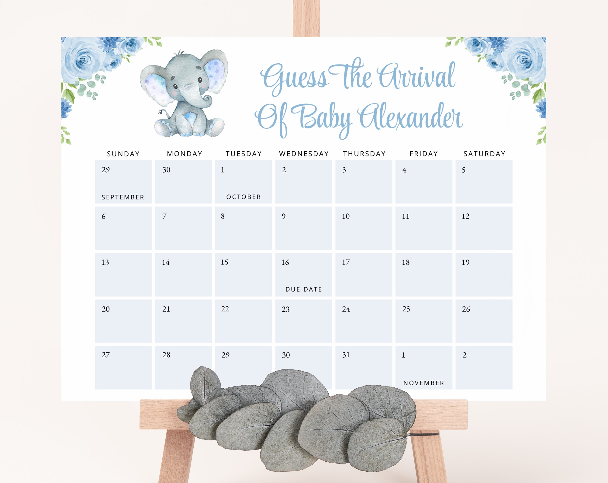 Printable Baby Shower Calendar November