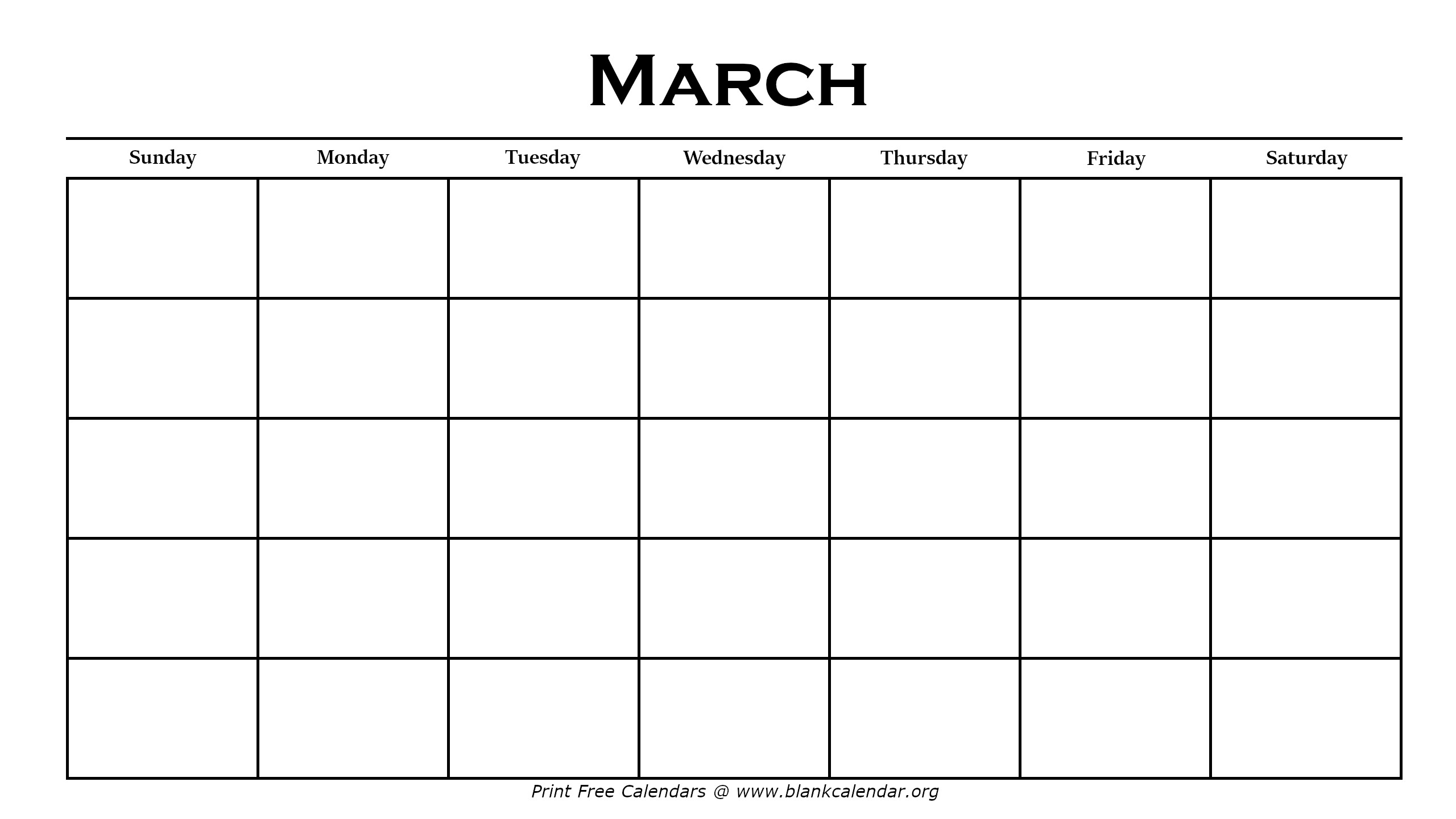 Printable March Calendar Blank Calendar