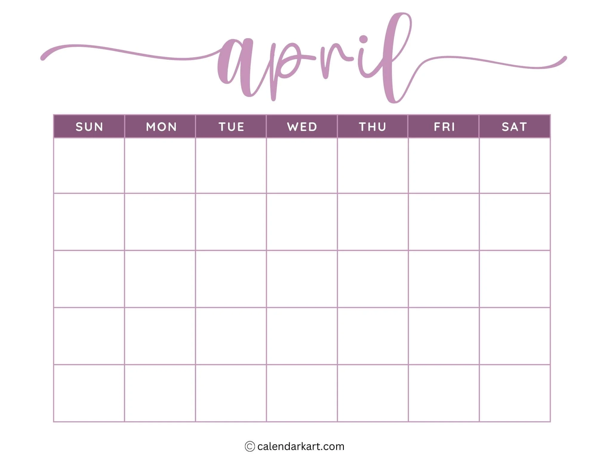 Blank Printable Word Calendar