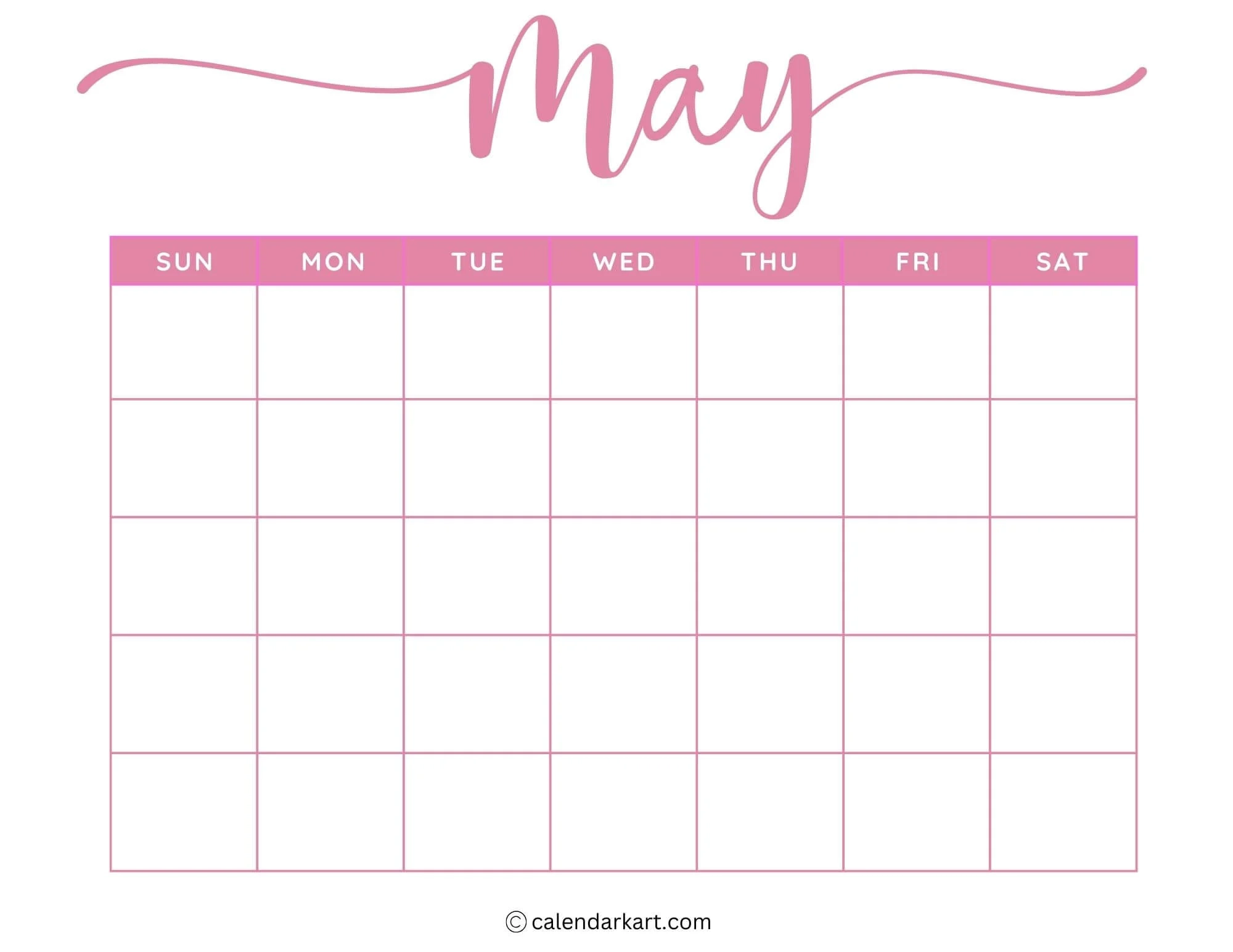 Cute Blank Calendar Printable