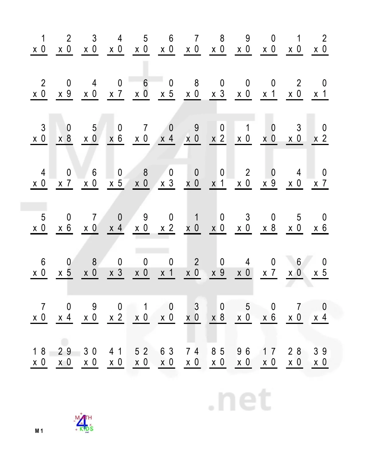 Free Printable Worksheets Times Tables