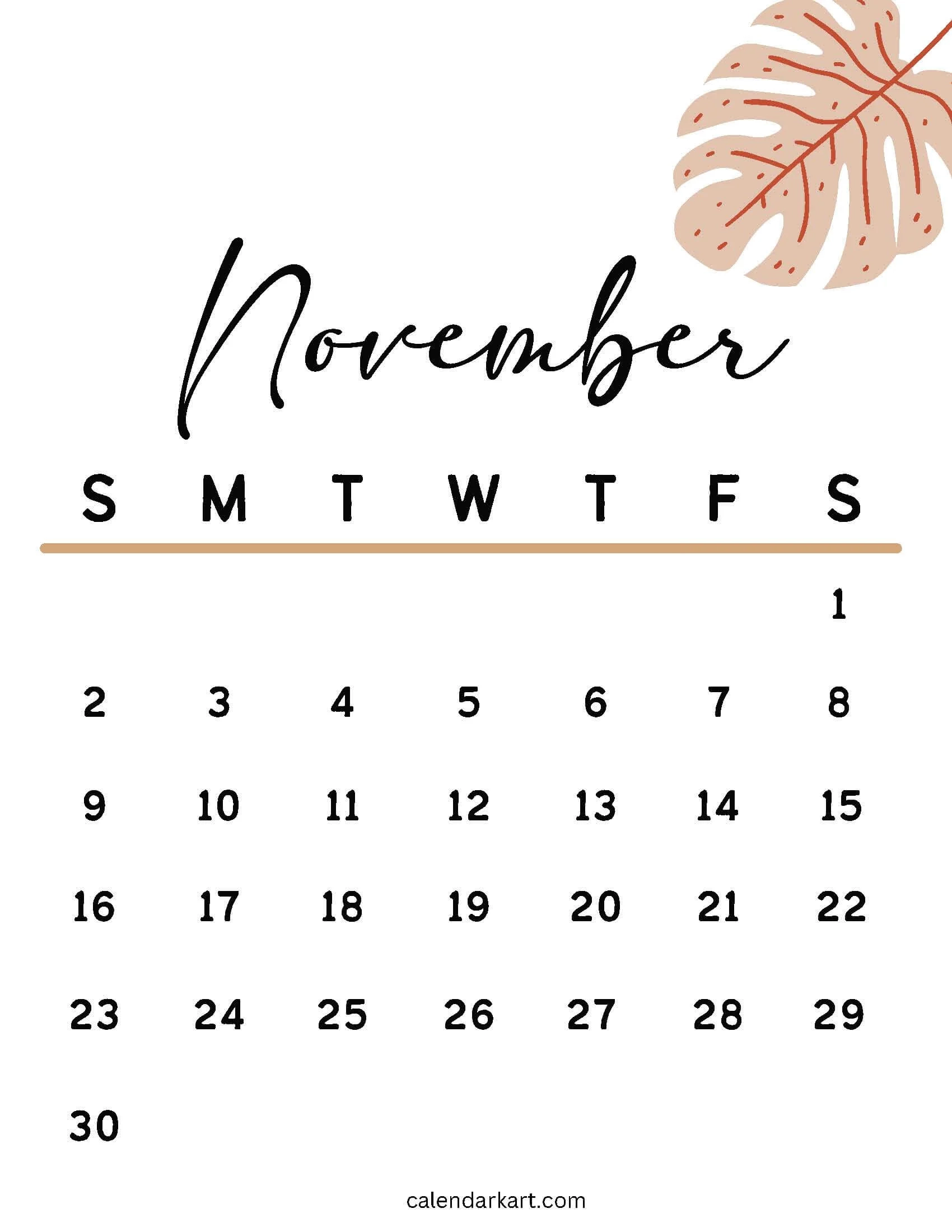 Cute Printable November Calendar